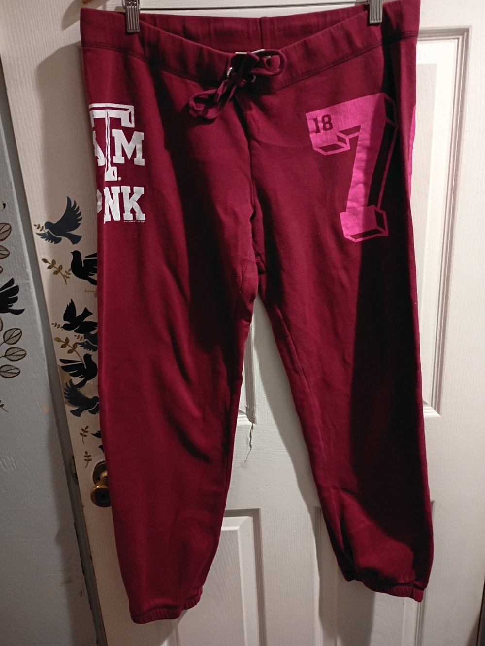 PINK VS Maroon A&M Collegiate Sweatpants with Pink Numbers